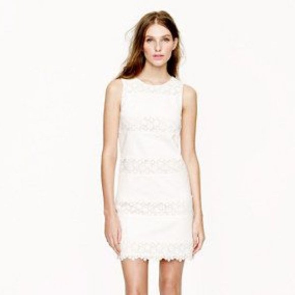J. Crew | White Lace Striped Shift Dress (2) - Picture 5 of 6
